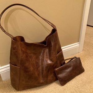 Roughandtumble Tumble large Kirigami in brown butter with matching clutch